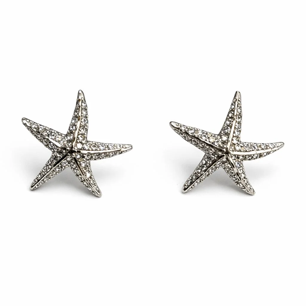 Φωτογραφία προϊόντος: Ghetto Stainless Steel Starfish Stud Earrings | Sparkling Crystal Design