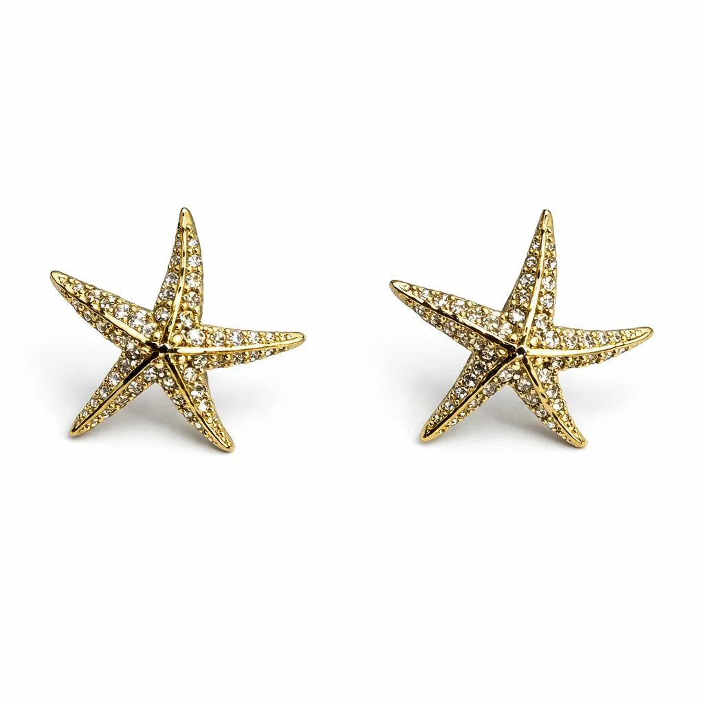 Φωτογραφία προϊόντος: Ghetto Gold Starfish Stainless Steel Stud Earrings | Crystal Detail Design