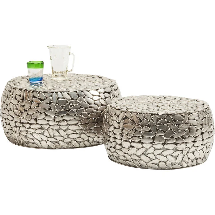 Φωτογραφία προϊόντος: KARE Τραπεζάκι Pebbles Pebbles Deluxe Ασημί (Σετ 2) 66x66x30εκ - Ασημί - 66Μx66Πx30Υ
