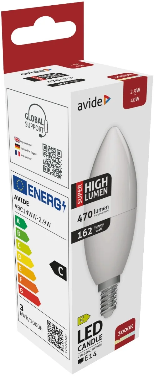 Φωτογραφία προϊόντος: Avide LED Κερί 2.9W E14 Θερμό 3000K Super Υψηλής Φωτεινότητας