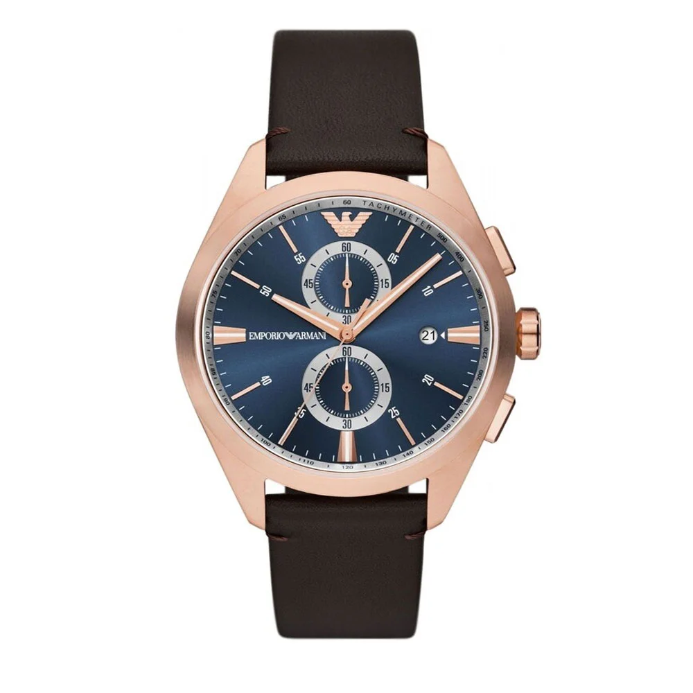 Φωτογραφία προϊόντος: EMPORIO ARMANI Claudio Chronograph Brown Leather Strap AR11554