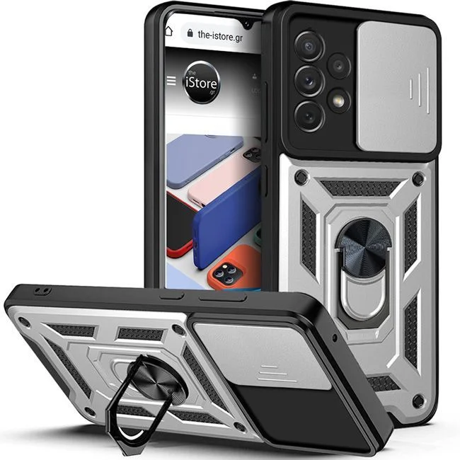 Φωτογραφία προϊόντος: Combo Kickstand Slide Camera Case Silver Samsung Galaxy A32 4G