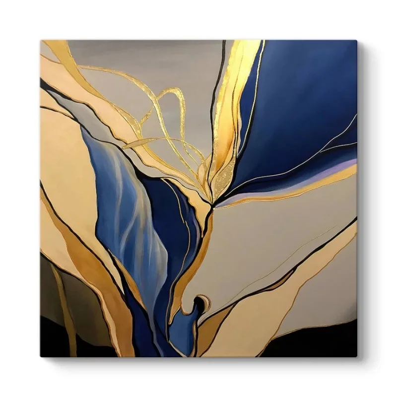 Φωτογραφία προϊόντος: Πίνακας σε καμβά "Dance of Gold and Blue" Megapap ψηφιακής εκτύπωσης 100x100x3εκ.