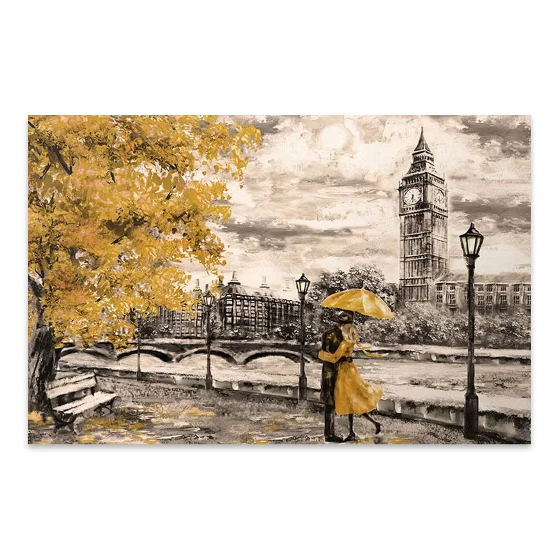 Φωτογραφία προϊόντος: Πίνακας σε καμβά "Big Ben And Yellow Leaves" Megapap ψηφιακής εκτύπωσης 125x80x3εκ.