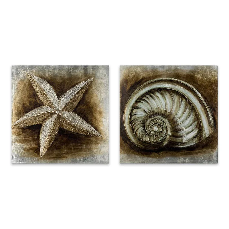 Φωτογραφία προϊόντος: Πίνακες σε καμβά "Starfish - Shell" Megapap 2 τμχ. ψηφιακής εκτύπωσης 103x50x3εκ.