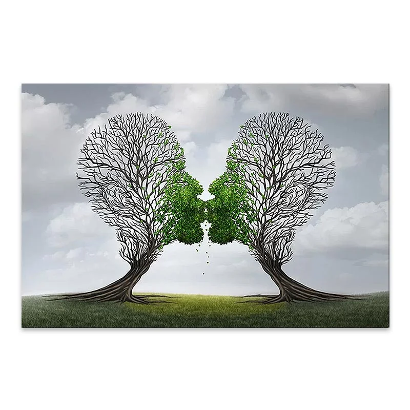 Φωτογραφία προϊόντος: Πίνακας σε καμβά "Trees Growing With Love" Megapap ψηφιακής εκτύπωσης 75x50x3εκ.