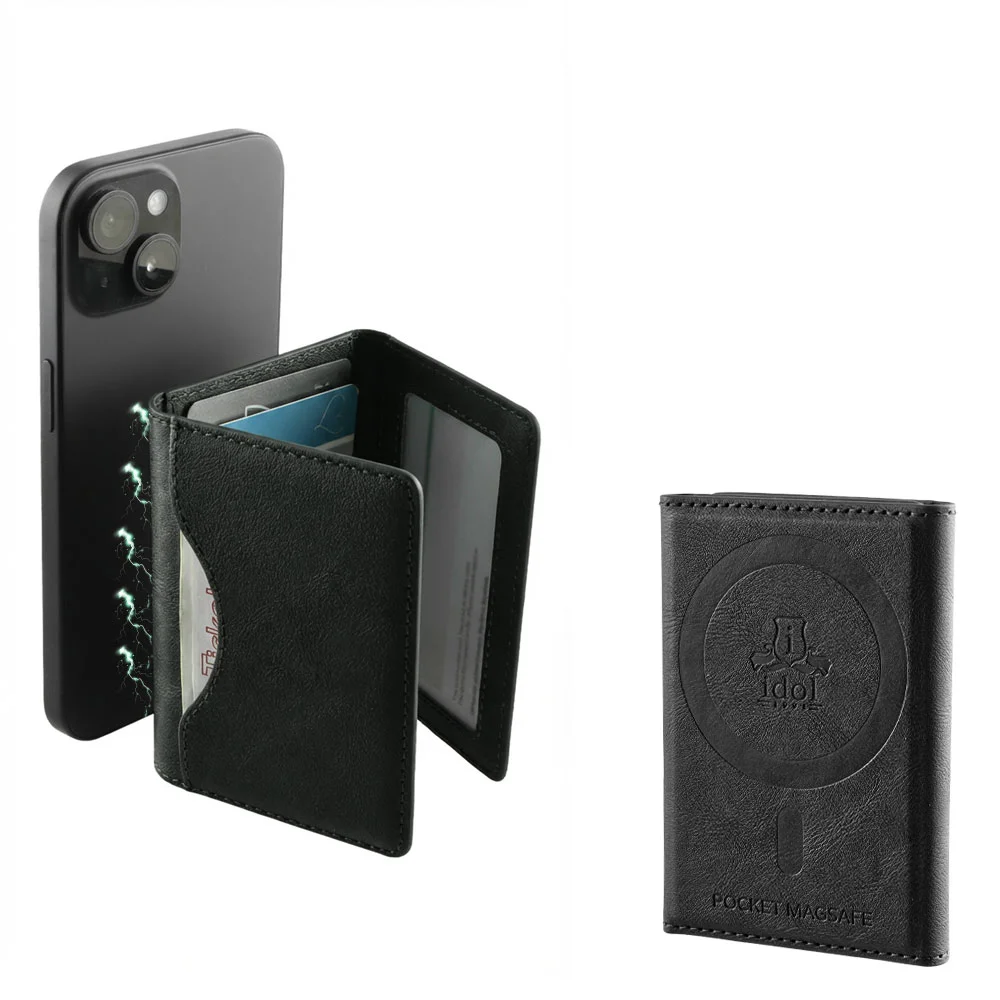 Φωτογραφία προϊόντος: LEATHER POCKET MAGSAFE ANTI-RF CARD WALLET BLACK