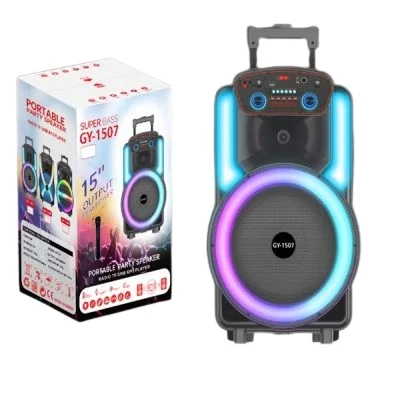 Φωτογραφία προϊόντος: OEM Ασύρματο ηχείο Karaoke Partybox Bluetooth με ροδάκια, ηχείο subwoofer 50W 15″ με ασύρματο μικρόφωνο, τηλεχειριστήριο και RGB φωτισμό GY-1507