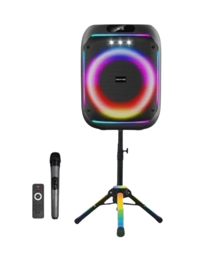 Φωτογραφία προϊόντος: OEM Ασύρματο ηχείο Karaoke Partybox Bluetooth 60W 8″ με βάση, ασύρματο μικρόφωνο, τηλεχειριστήριο και πολύχρωμο φωτισμό WGY-868