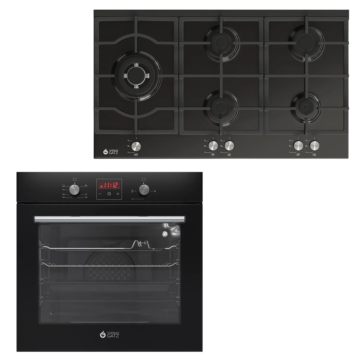 Φωτογραφία προϊόντος: Thermogatz TGS 3322 GL + TGS 9490 GL Φούρνος Υγραερίου άνω Πάγκου 51lt με Εστίες Υγραερίου Π60εκ. Μαύρος