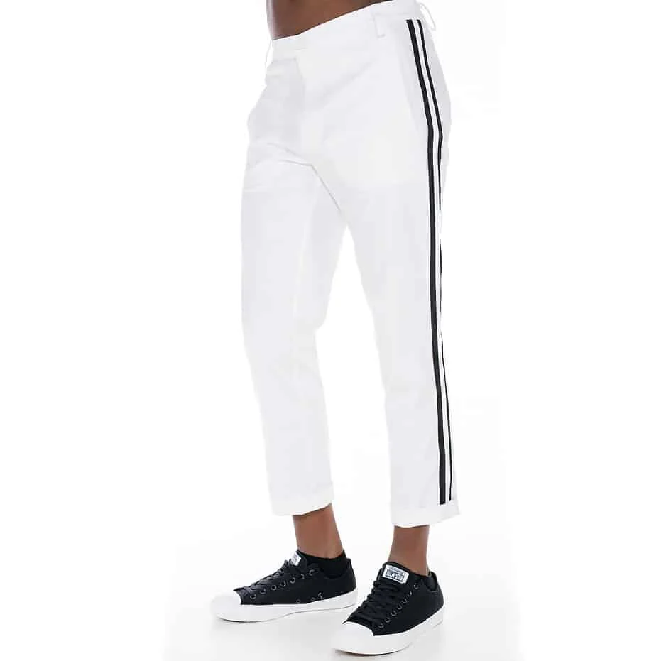 Φωτογραφία προϊόντος: White lane pants with stripes on the side
