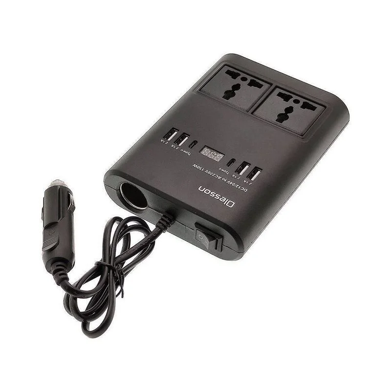 Φωτογραφία προϊόντος: Μετασχηματιστής Power Inverter Αυτοκινήτου με 4 Θύρες USB και 2 Πρίζες 12VDC σε 220VAC 150W