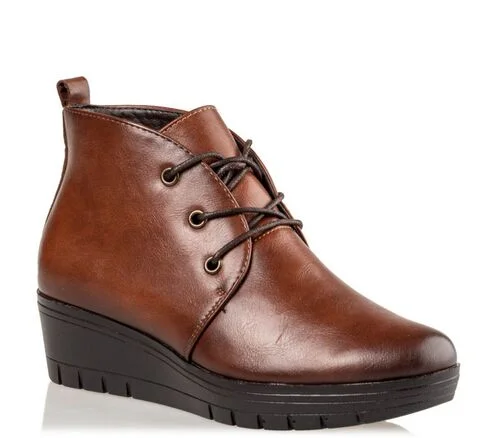 Φωτογραφία προϊόντος: Miss NV Wedge Ankle Booties Model V63-12217-26 Καφέ