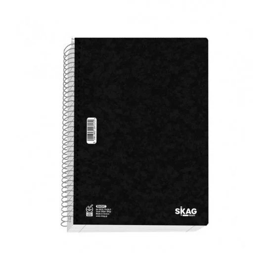 Φωτογραφία προϊόντος: Skag Τετράδιο Σπιράλ Basic Black 60σελ.-17x25 2 Θεματων Νο 9212 - 297165