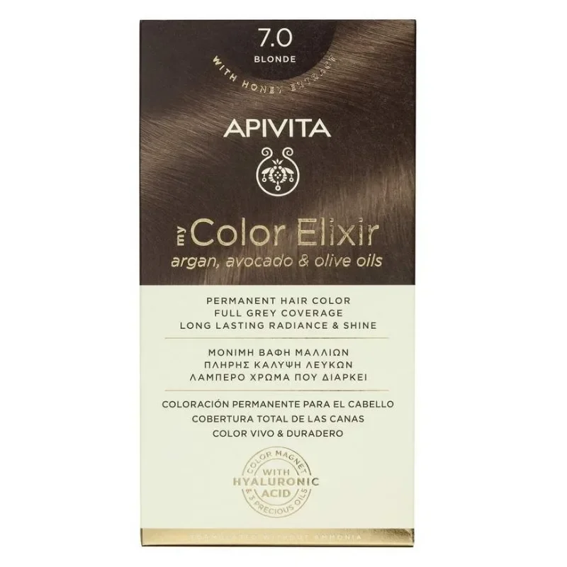 Φωτογραφία προϊόντος: Apivita My Color Elixir Μόνιμη Βαφή Μαλλιών Nο 7.0 Φυσικό Ξανθό 50ml + 75ml