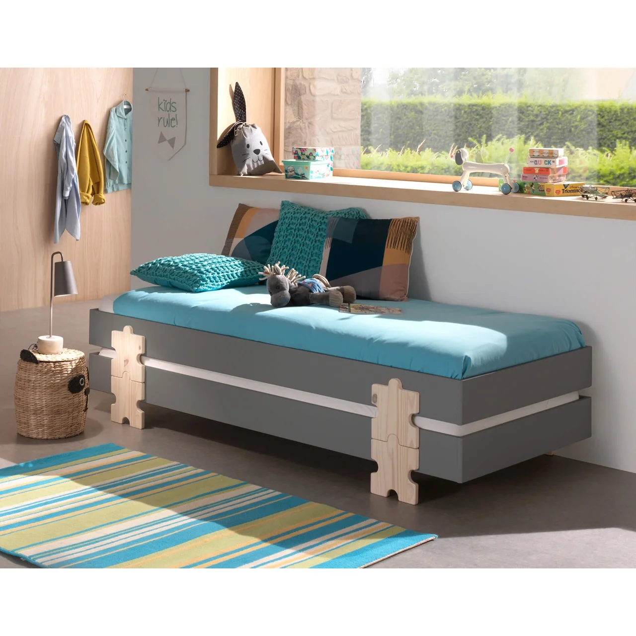 Φωτογραφία προϊόντος: Vipack Κρεβάτι Modulo Puzzle combination Double γκρι - MDF + Ξύλο πεύκου - 204Μx98Πx48Υ