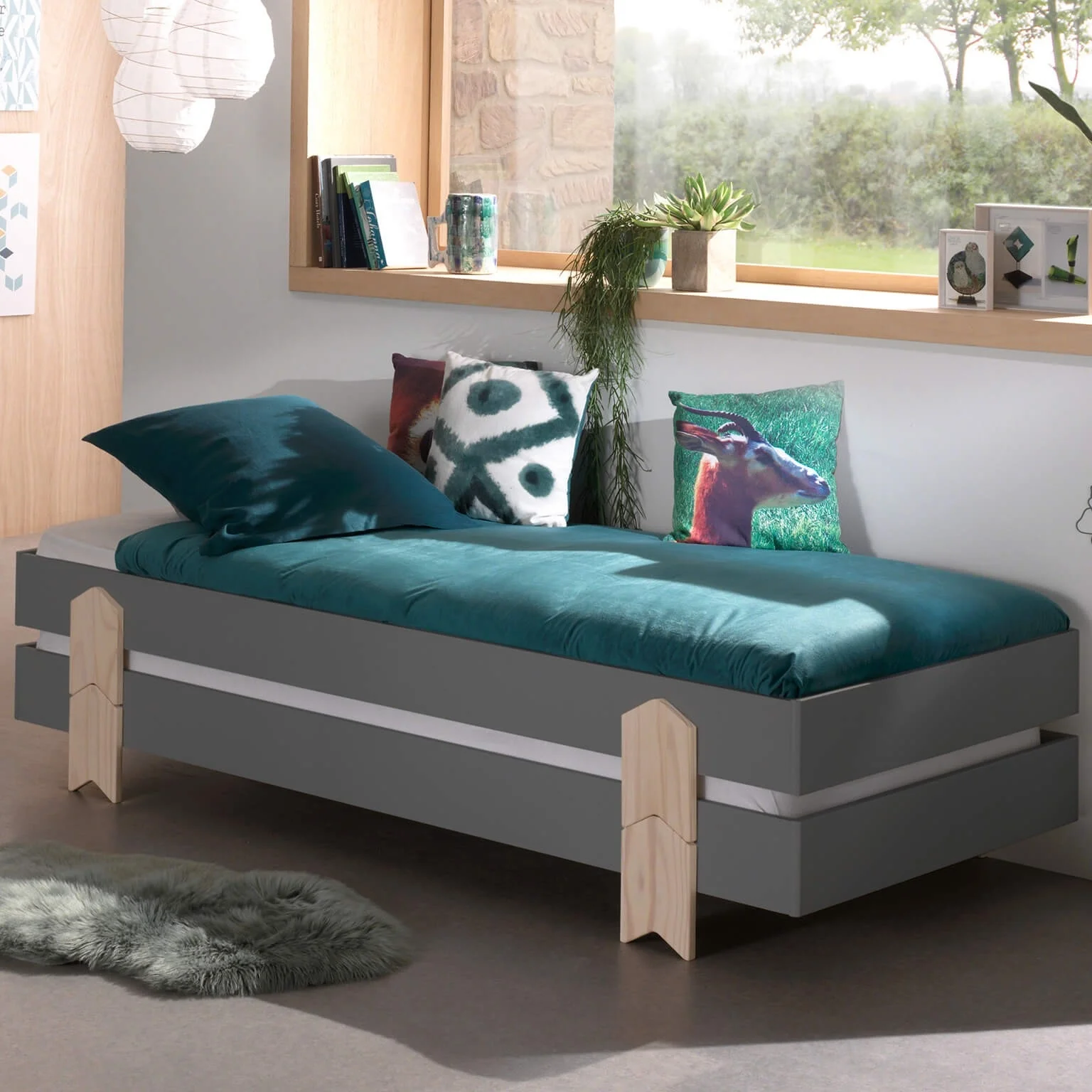 Φωτογραφία προϊόντος: Vipack Κρεβάτι Modulo Arrow combination Double γκρι - MDF + Ξύλο πεύκου - 204Μx98Πx48Υ