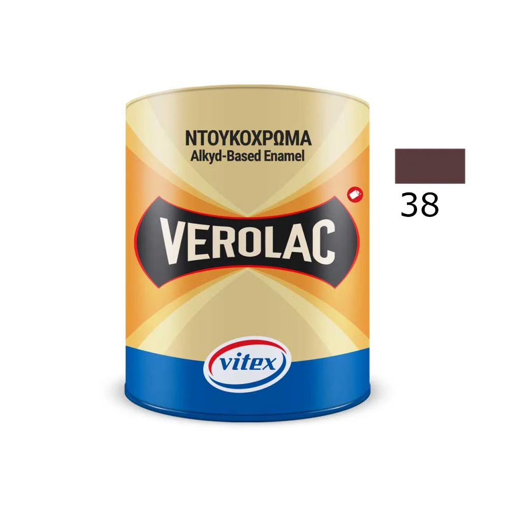 Φωτογραφία προϊόντος: VEROLAC No 38 Βερνικόχρωμα Διαλύτου για Μεταλλικές και Ξύλινες Επιφάνειες ,Βυσσινί Σκούρο 0.375 lt