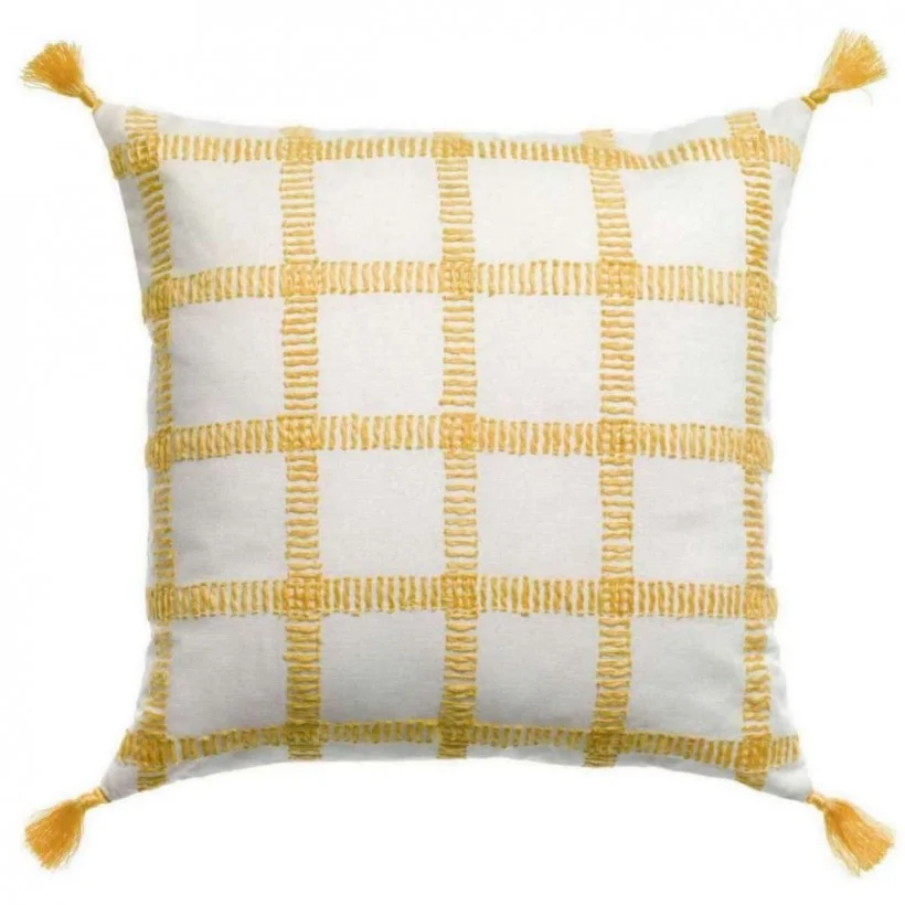 Φωτογραφία προϊόντος: ΜΑΞΙΛΑΡΙ VIVARAISE DIANA CARREAUX MIMOSA 45×45 50% Cotton – 50%Linen plain color backside