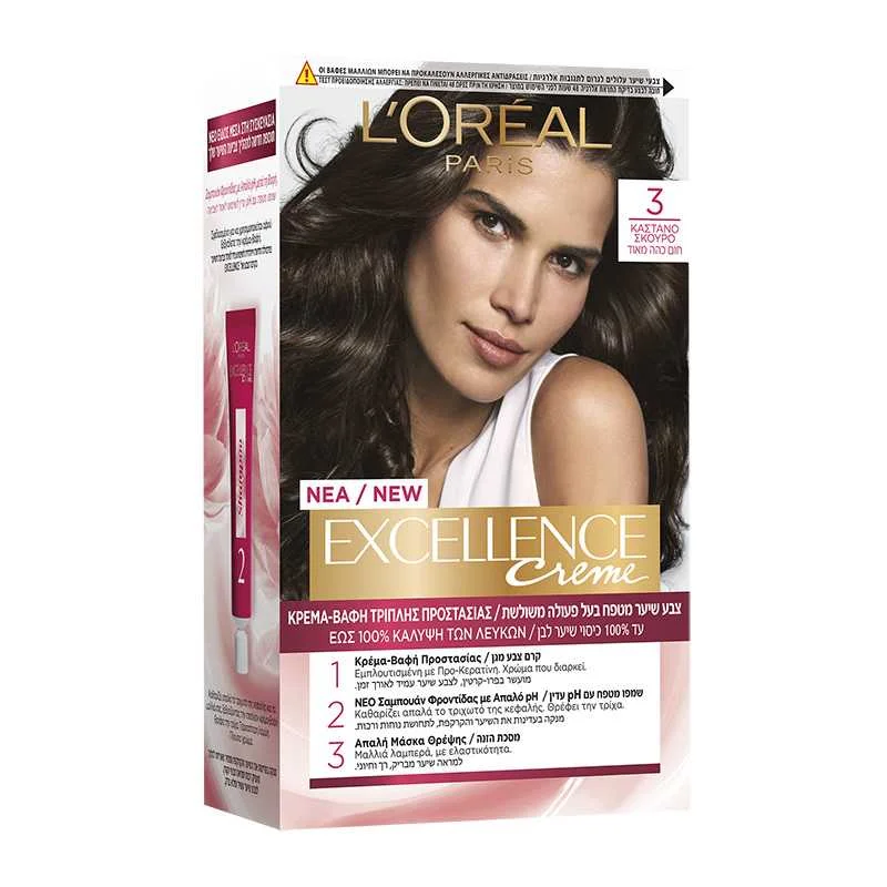 Φωτογραφία προϊόντος: L'Oreal Βαφή Μαλλιών Excellence 48ml | Απόχρωση No 3.0