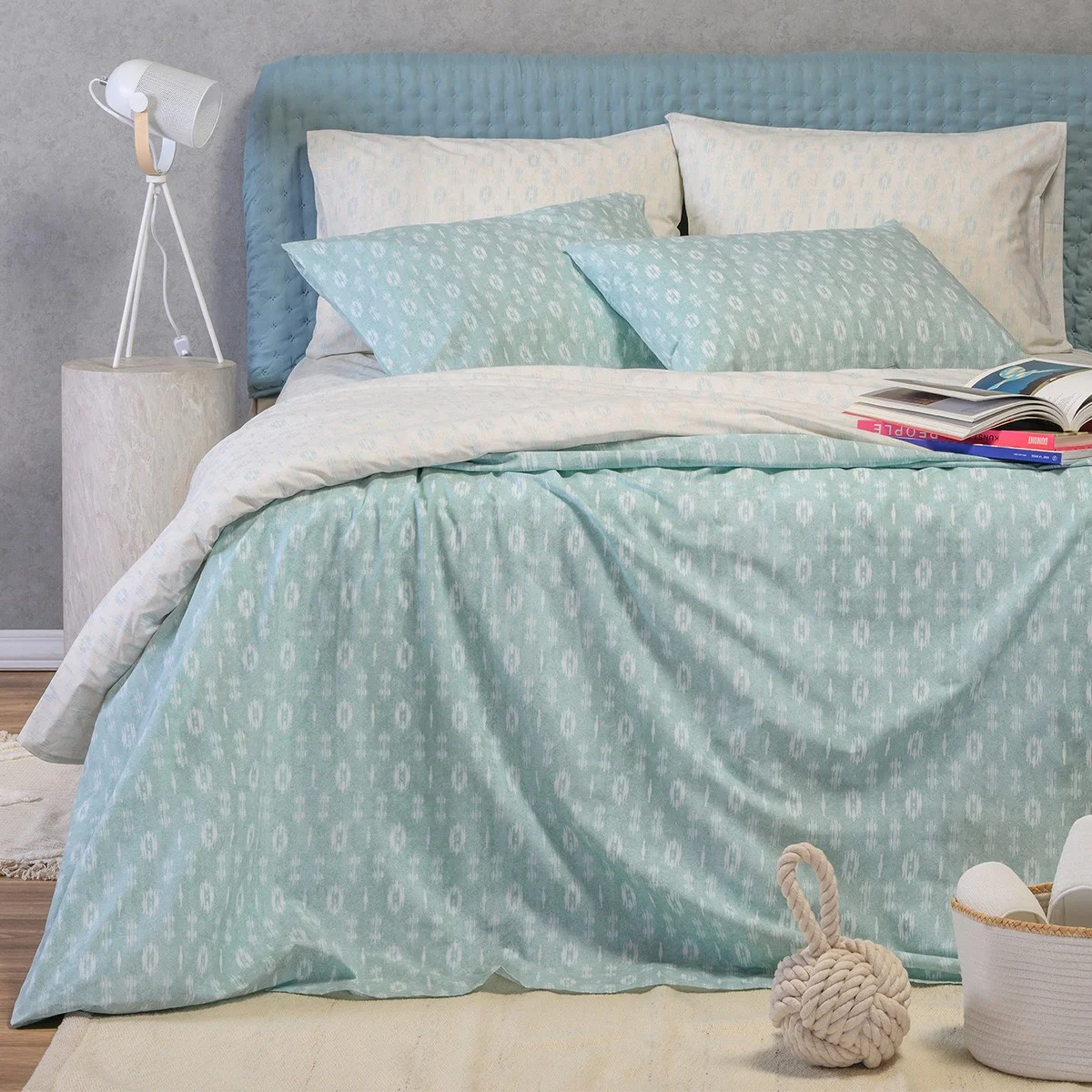 Φωτογραφία προϊόντος: Melinen Home Σετ Σεντονια Μονα River Aqua Casual Line (170X270) 170Χ270