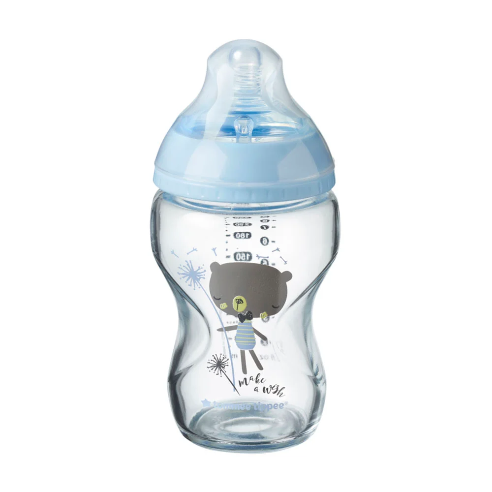 Φωτογραφία προϊόντος: Tommee Tippee Closer To Nature Γυάλινο μπιμπερό 0m+ 250ml μικρή ροή-μπλε με σχέδιο 422707