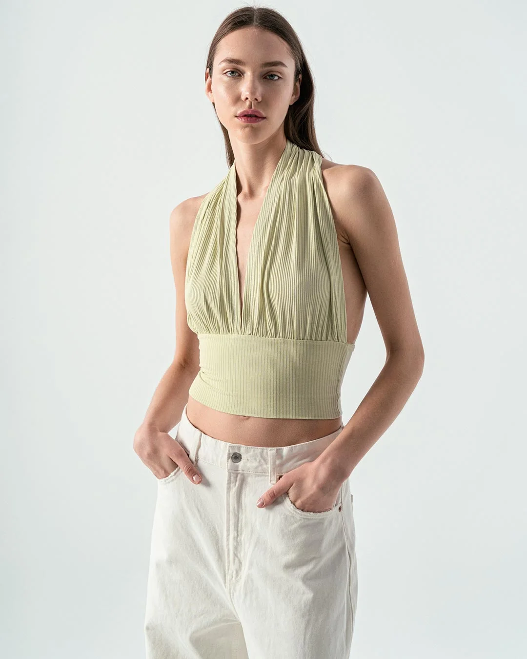 Φωτογραφία προϊόντος: Tailor Made Knitewear Rib Top Tie Neck - Mint Tailormade Knitwear