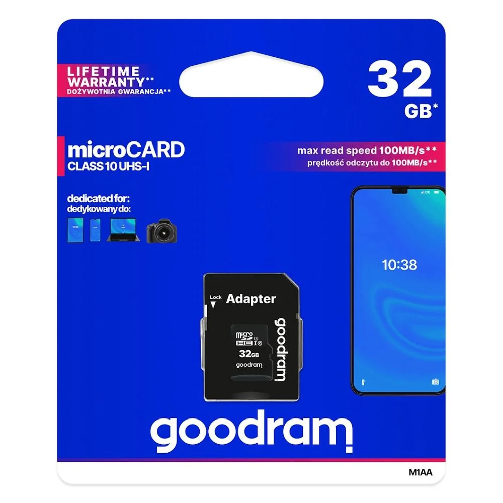 Φωτογραφία προϊόντος: . Memory Card GOODRAM microSD SD 32GB CLASS 10 UHS I 100MB/s with adapter
