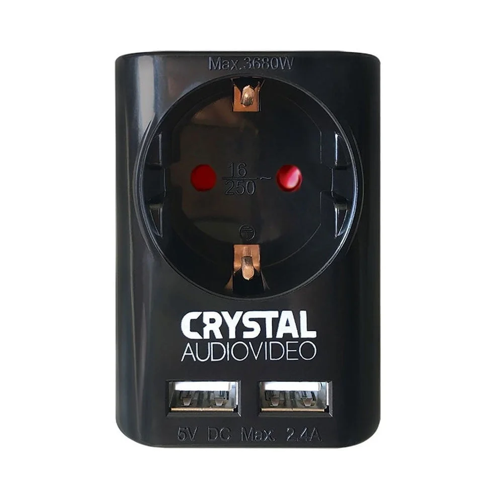Φωτογραφία προϊόντος: Crystal Audio Πρίζα Σούκο Μονή με 2 Θέσεις Usb Μαύρο - 54120