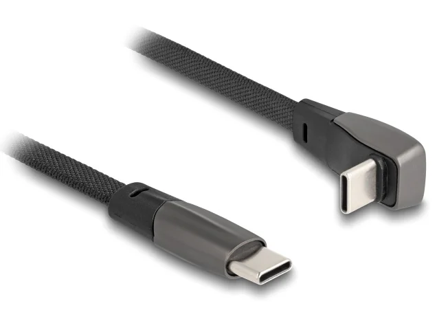 Φωτογραφία προϊόντος: DELOCK καλώδιο USB-C 80751, 60W, flat, γωνιακό, 480 Mbps, 1m, μαύρο