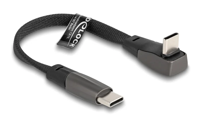 Φωτογραφία προϊόντος: DELOCK καλώδιο USB-C 80750, 60W, flat, γωνιακό, 480 Mbps, 14cm, μαύρο