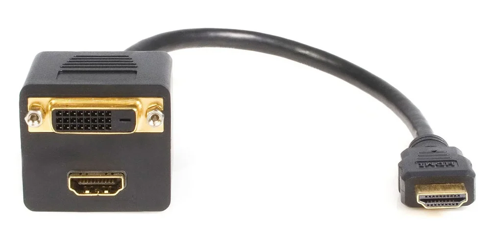 Φωτογραφία προϊόντος: POWERTECH αντάπτορας HDMI σε HDMI & DVI CAB-H168, 4K/30Hz, 30cm, μαύρος