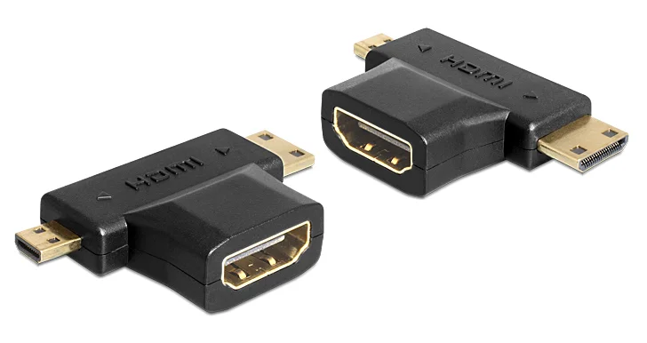Φωτογραφία προϊόντος: DELOCK αντάπτορας HDMI σε HDMI mini & micro 65446, gold plated, μαύρος