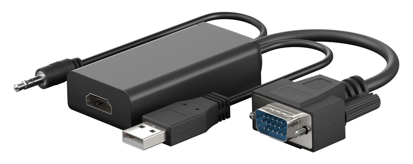 Φωτογραφία προϊόντος: GOOBAY αντάπτορας VGA σε HDMI 61259, 3.5mm Jack, 1080p/60Hz, μαύρος