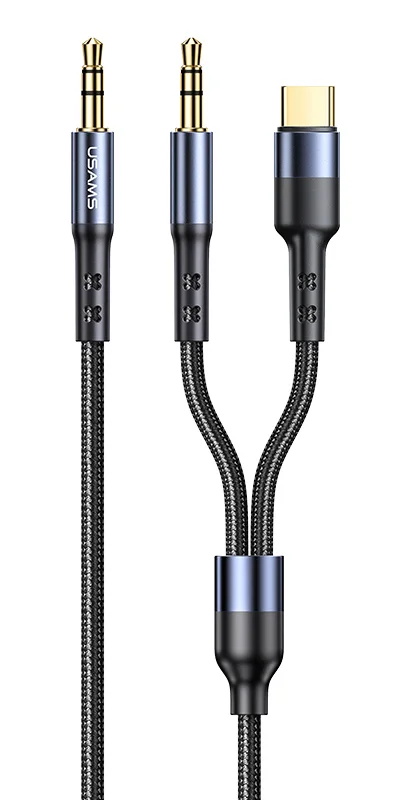 Φωτογραφία προϊόντος: USAMS καλώδιο ήχου 3.5mm σε USB-C & 3.5mm US-SJ555, 1.2m, μαύρο