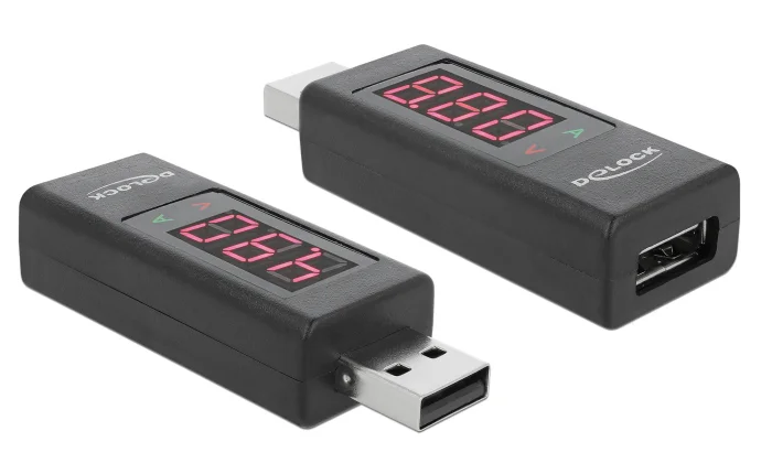 Φωτογραφία προϊόντος: DELOCK αντάπτορας USB 65569 με οθόνη ένδειξης V/A, έως 5V/4A, μαύρος