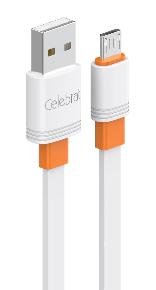 Φωτογραφία προϊόντος: CELEBRAT καλώδιο micro USB σε USB CB-33M, flat, 10.5W, 1m, λευκό