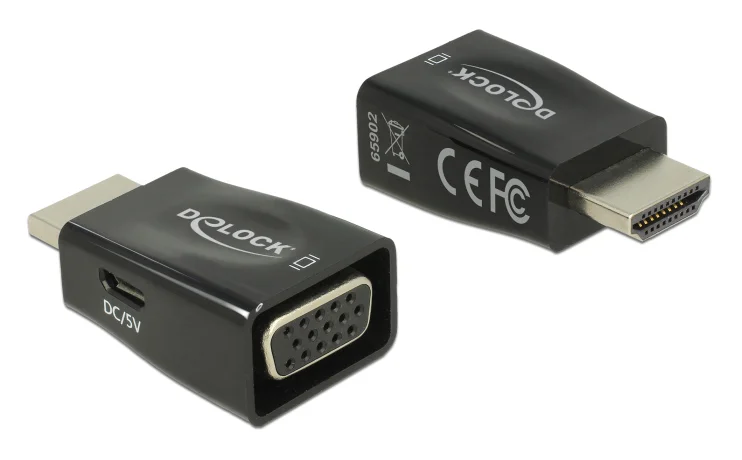Φωτογραφία προϊόντος: DELOCK αντάπτορας HDMI σε VGA 65902, 1920x1200p/60Hz, μαύρος