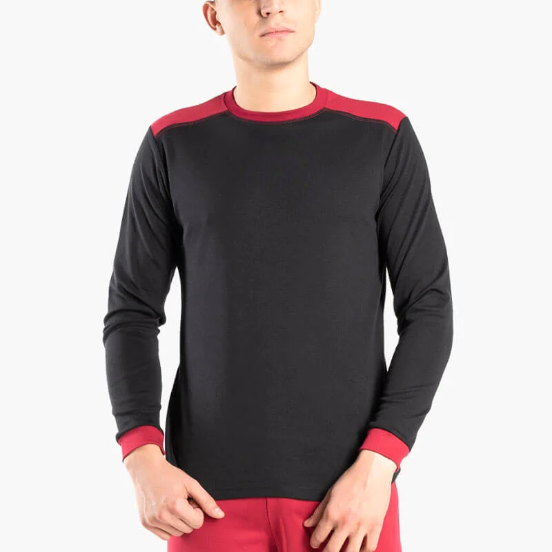 Φωτογραφία προϊόντος: AA UNDERWEAR AA-UNDERWEAR Μπλούζα Πιτζάμας Plus Ανδρική Interlock Μαύρο με Μπορντό
