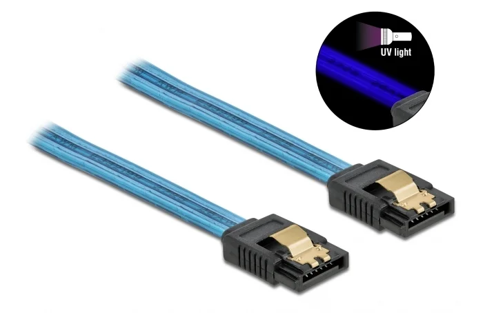Φωτογραφία προϊόντος: POWERTECH Καλώδιο SATA III 7pin CAB-W037, με UV επίστρωση, 0.7m, μπλε