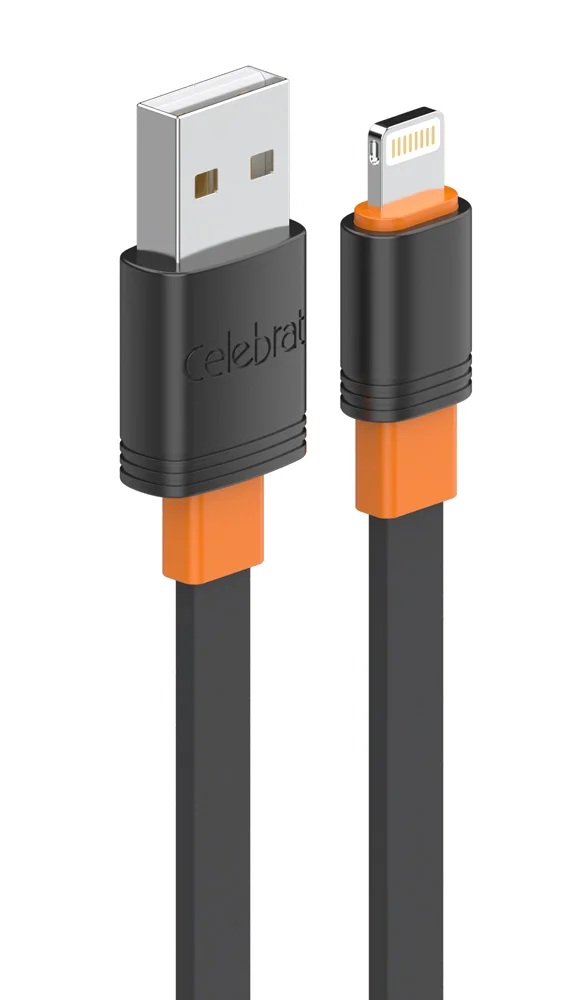 Φωτογραφία προϊόντος: CELEBRAT καλώδιο Lightning σε USB CB-33L, flat, 12W, 1m, μαύρο