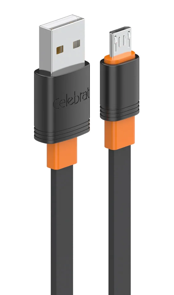 Φωτογραφία προϊόντος: CELEBRAT καλώδιο micro USB σε USB CB-33M, flat, 10.5W, 1m, μαύρο