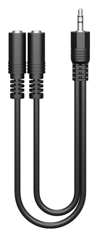Φωτογραφία προϊόντος: GOOBAY καλώδιο ήχου 3.5mm 50464, αρσενικό σε 2x θηλυκά, 0.2m, μαύρο