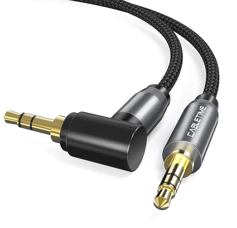 Φωτογραφία προϊόντος: CABLETIME καλώδιο ήχου 3.5mm CT-P11RGN, γωνιακό, AUX, 1m, μαύρο