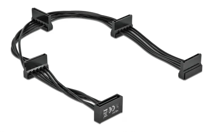 Φωτογραφία προϊόντος: DELOCK καλώδιο SATA 15pin σε 4x SATA 15pin 60395, 40cm, μαύρο