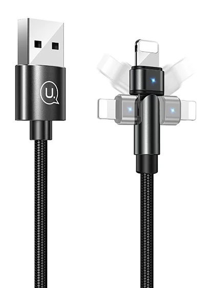 Φωτογραφία προϊόντος: USAMS καλώδιο Lightning σε USB US-SJ476, περιστρεφόμενο, 10.5W 1m, μαύρο