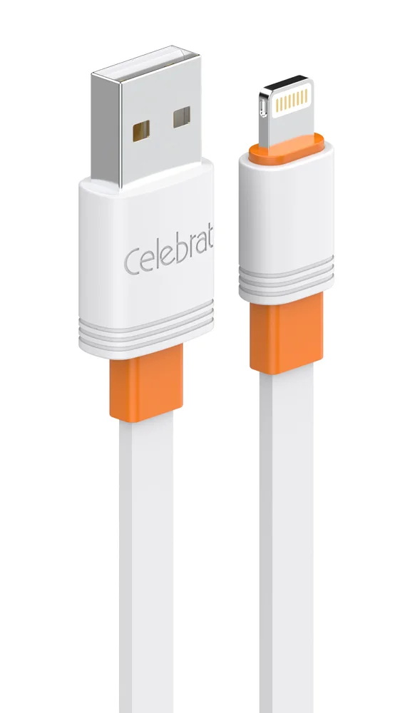 Φωτογραφία προϊόντος: CELEBRAT καλώδιο Lightning σε USB CB-33L, flat, 12W, 1m, λευκό