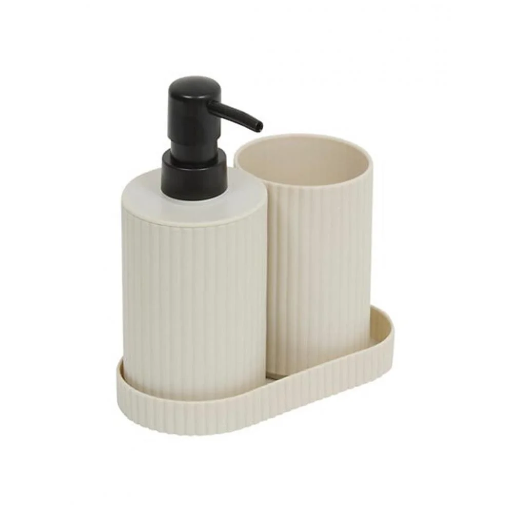 Φωτογραφία προϊόντος: Plastona Dispenser & ποτήρι οδοντ.σε βάση λευκό 16x8x17cm