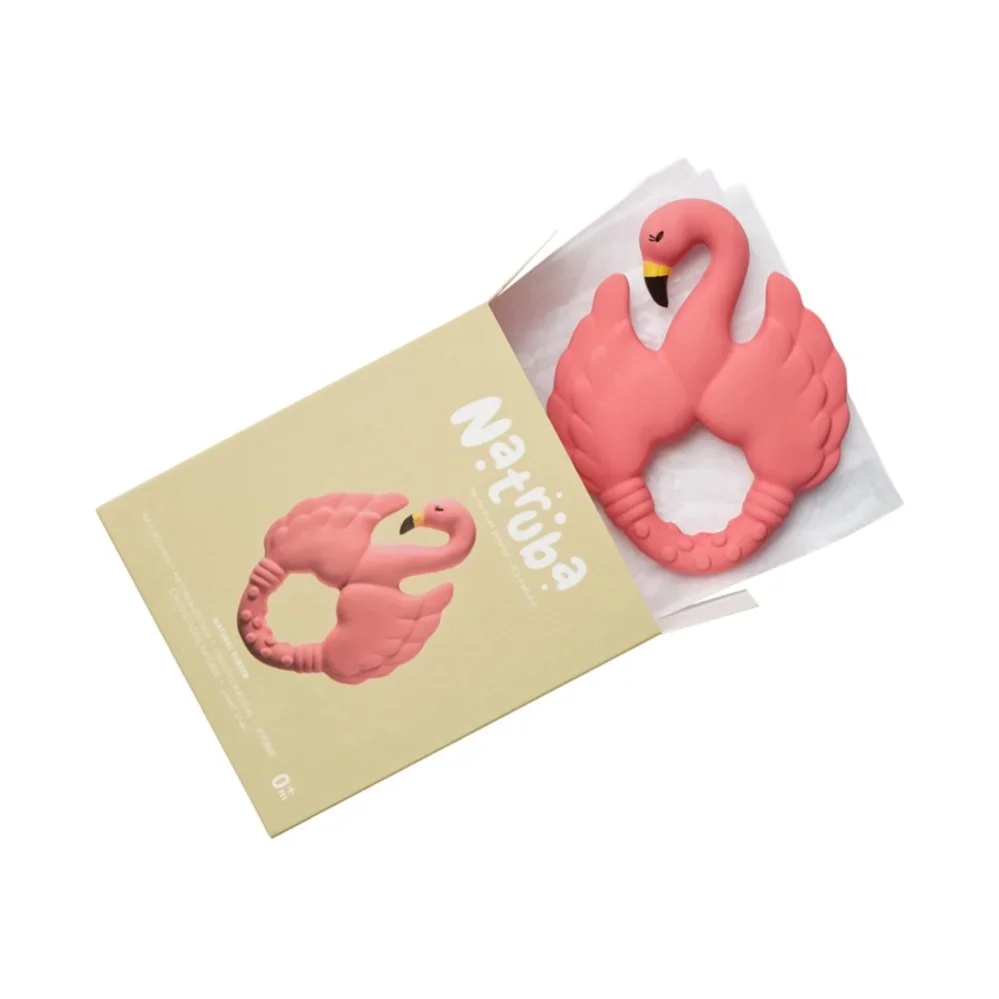 Φωτογραφία προϊόντος: Natruba Μασητικό Flamingo Pink | Φυσικό Καουτσούκ, Χειροποίητο, Από 0+ Μηνών