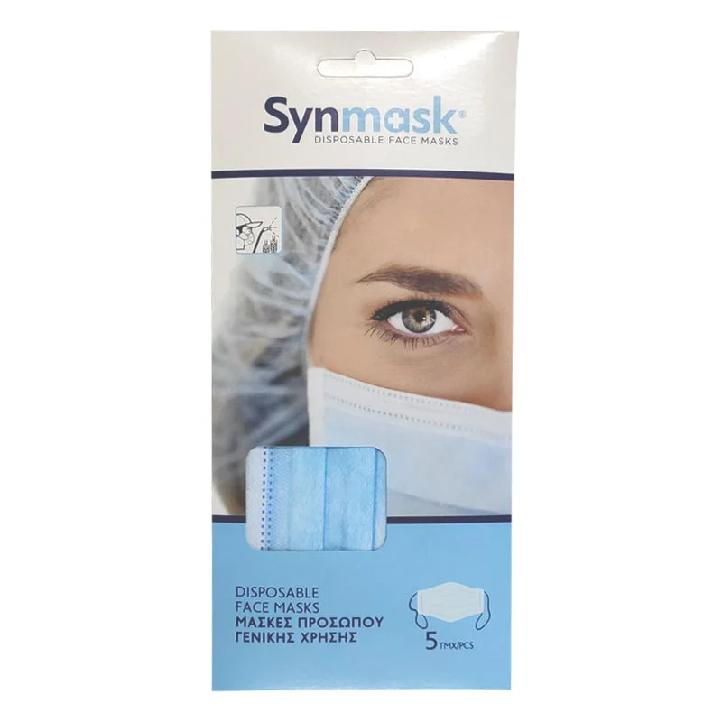 Φωτογραφία προϊόντος: Synmask Χειρουργικη Μάσκα Προσώπου Μιας Χρήσεως Πακέτο 5τμχ